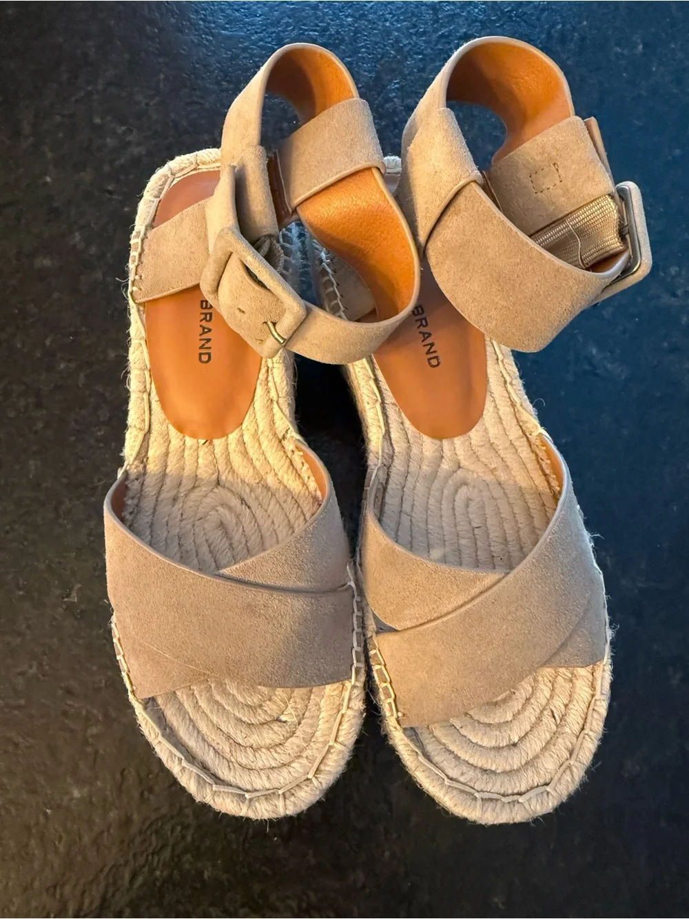 Lucky Brand Tan Suede Espadrille Ankle-Strap Sandals